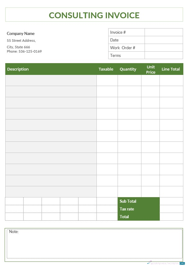 Download Blank Consulting Invoice Template Photoshop template